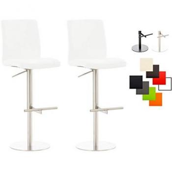 Cadiz Tabouret Bar Duo – Similicuir, acier inox, couleur blanche