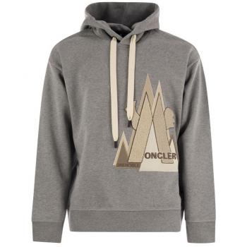 Moncler Grenoble Men's Logo-Printed Hoodie Light Grey Size S