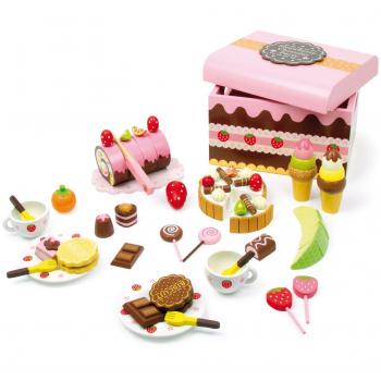 Boîte de douceurs artisanale en bois – 39 articles colorés