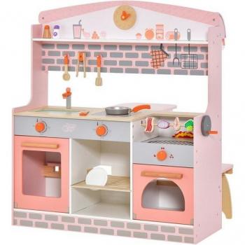 Doppelseitige Kinderküche aus Holz mit Grill