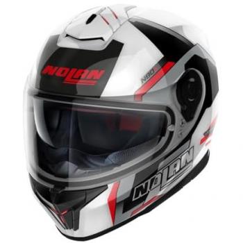 Casco Moto Integrale Nolan N80-8 WANTED N-COM 074 Rosso Nero taglia L