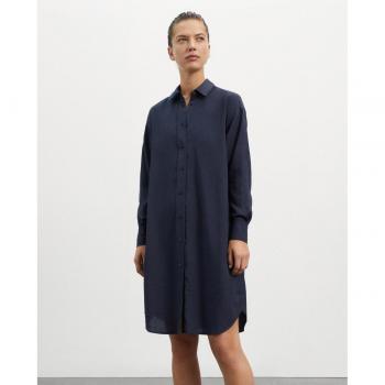 Ecoalf Vestido Corto Topaz Marino con Cierre de Botón en Lyocell