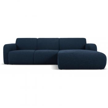 Canapé d'angle moderne 4 places en tissu bouclé bleu marine