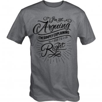 TN Men's I'm Not Arguing I'm Explaining T-Shirt (Large) Ash Grey