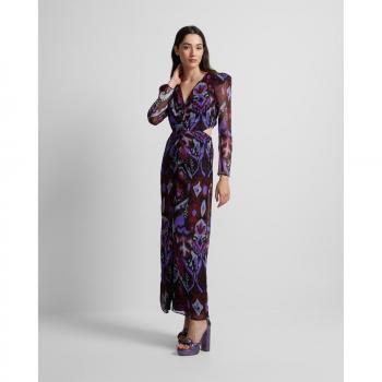 Silbon - Vestido largo con corte cut out y diseño ikat