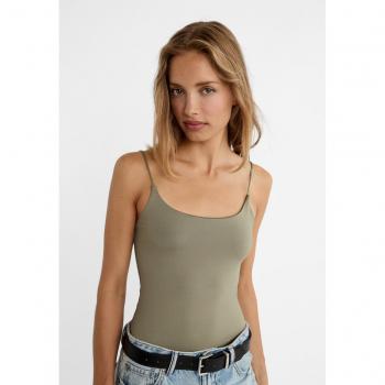 Stradivarius Body mit dünnen Trägern Khaki M