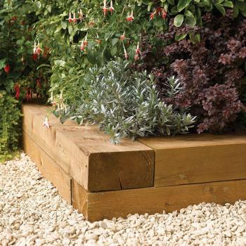 X Rowlinson Timber Sleeper Blocks Wooden Heavy Duty Raised Bed 1.8m
