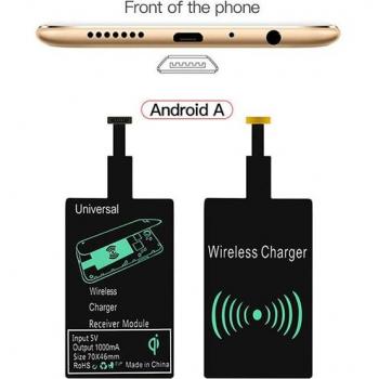 Qi Inductive Charging Adapter for iPhone 7, 6, 5, Samsung, Huawei - Type-C & Micro USB