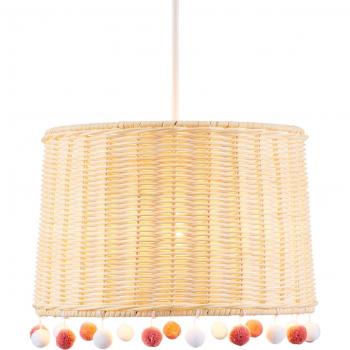 Glow Light Shade Pom Pom Easy Fit 30cm Ceiling Lampshade - Natural