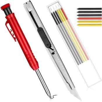 Crayons de charpentier solides avec 6 recharges et couteau rétractable