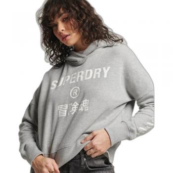 Superdry Felpa con Cappuccio Code Core Sport Crop Box Grey Marl L