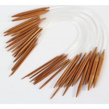 18pcs Bamboo Carbonized Circular Knitting Needles (40cm, 2mm-10mm)