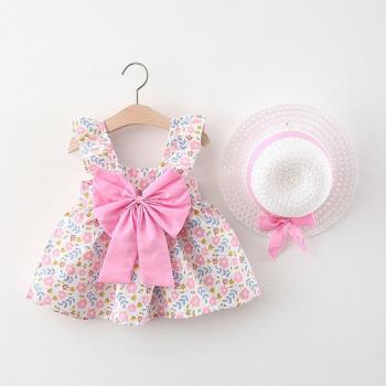 Vestido Infantil de Algodón sin Mangas para Niña - Con Estampado Bonito y Sombrero