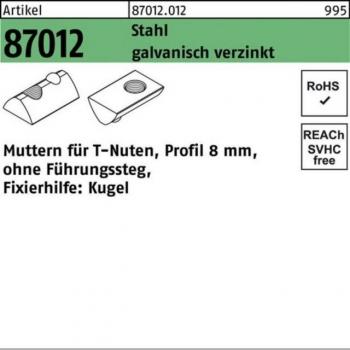 Reyher 1000er Pack T‑Nutenmuttern R 87012 8 mm M6 – Stahl, galvanisch verchromt