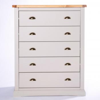 Loreo 5 Drawer Chest of Drawers Brass Cup Handle