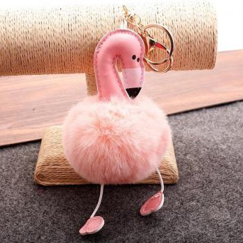 Cute Flamingo Fuzzy Keychain and Car/Bag Hanger