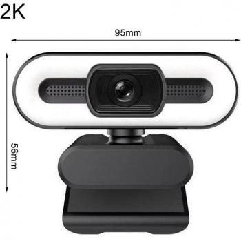 2K Ultra HD USB Camera with Integrated LED Light & Stereo Microphone – Perfect for Streaming & Recording