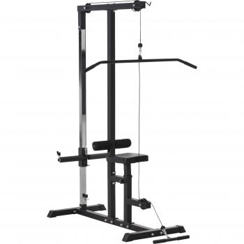 HOMCOM Stazione Fitness Pull Down in Acciaio con Panca e Cavo Regolabile