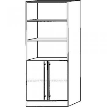 Kombischrank JENA, 5 OH, B 800 x T 420 x H 2004 mm, 2 OH Holztüren, Ahorn-Dekor