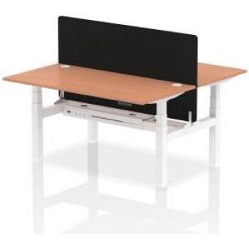 Air 1600 x 800mm Height Adjustable Bench Desk with White Base and Clear Top