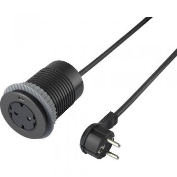 Sygonix SY-4780160 USB Flush-Mount Socket, Child Safety, Black