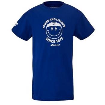 Camiseta corta Babolat para niños, color azul, algodón 100%