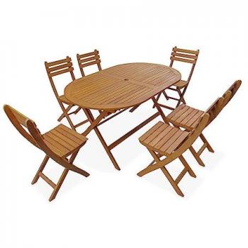 Macapa 6-Seater Oval Wooden Garden Table by Sweeek, Natural