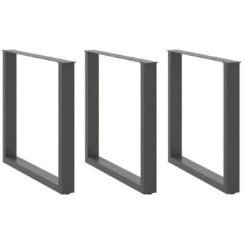 Gambe Tavolino Caffè U 3 pz Antracite 90x(72-73)cm in Acciaio
