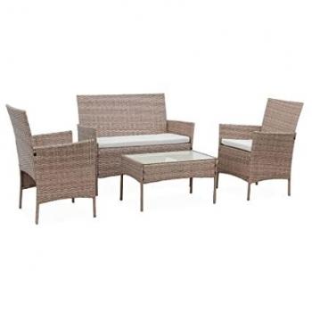 Moltès Naturel Outdoor Set – Canapé + 2 Fauteuils + Table Basse
