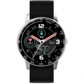 Reloj Smart Radiant Plateado con Correa de Silicona Negra