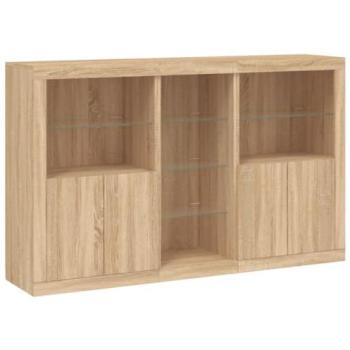 Cassettiera Mobile Organizzatore Sonora con Illuminazione LED – 162x37x100 cm Marrone