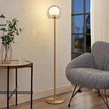 Lucande Mylah Brass Glass Shade Floor Lamp
