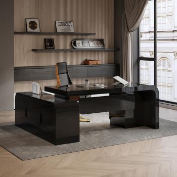 Modern L-Shaped Office Desk with Storage Right Hand Black 1800mm