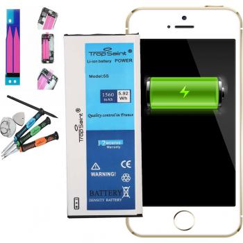 Trop Saint® Replacement Battery for iPhone 5S (1560mAh, 3.8V) - High-Quality Complete Kit with Adhesives and Tools