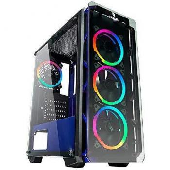 Noua Cool G4 Blu Case ATX PC Gaming 0.60MM SPCC 4 Ventole Dual Halo RGB Rainbow 5V 3Pin ADD RGB Front Tempered Glass 3*USB3.0/2.0 Pannelli Laterali in Vetro Temperato