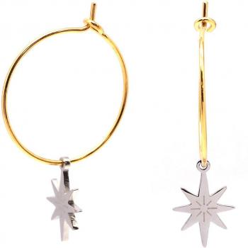 Les Trésors De Lily Creolo Acciaio “Stella del Nord” Dorato Argento 17mm 10x8mm