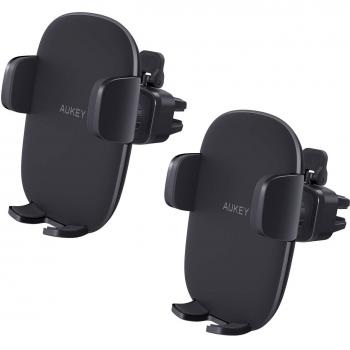 AUKEY Supporto Automatico Smartphone 360 Gradi Rotazione Porta Cellulare Auto per telefoni iPhone X / 8/7/ 6, Samsung S9 / 8/7, Xiaomi, Huawei e GPS Dispositivi (2 Pack)