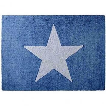 Happy Decor Kids - Alfombra Infantil Estrella Lavable 100% Algodón - Azul - 120x160 cm