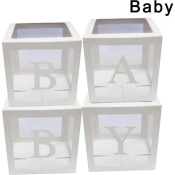 4 Teile Baby Dusche Party Dekoration Ballon Kasten transparent Karton Weihnachten KSI999
