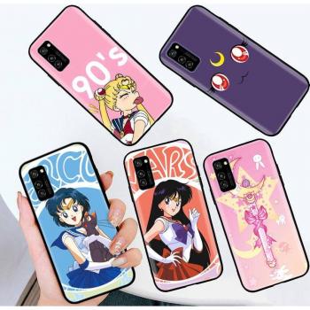 Etui w kolorze czarnym do iPhone 16 15 Plus 14 13 12 11 Pro 8 6 SE XR XS Max P30 Nova 5T Y5P Y6 Y7 Y8P Y9 Realme C30 C33 C31 W-67 Sailor Moon