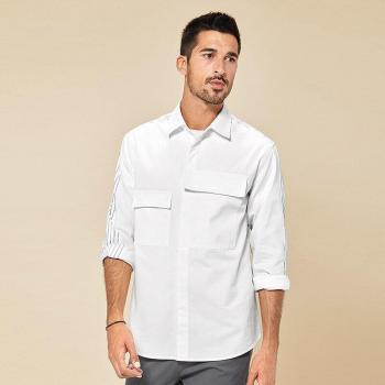 Camisa de Manga Larga Rayas Blancas KUEGOU