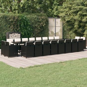 Mobilier de jardin 21 pcs avec coussins noir