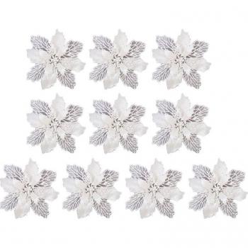 10pcs 11cm Large Glittering Artificial Flower Christmas Tree Ornaments DIY