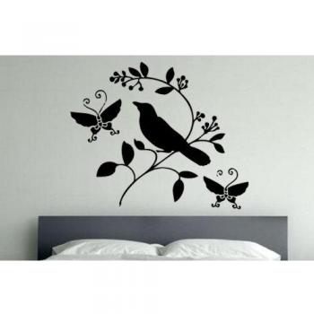 Bird and Butterfly Wall Sticker 60cm x 72cm