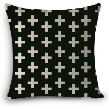 Coussin Vintage Europe Imprimé Géométrique Noir Blanc
