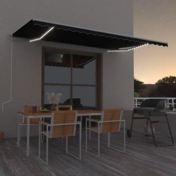 Auvent automatique et capteur de vent/LED 500x300 cm anthracite
