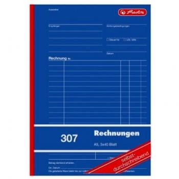 Herlitz Formularbuch, Rechnung 307, DIN A5, 3x40 Blätter selbstausfüllend