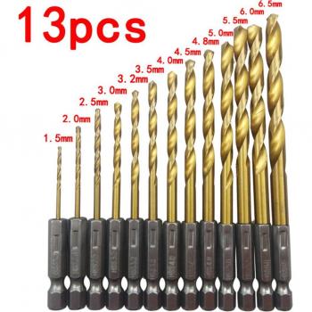 1/4 Zoll Sechskant Bohrer Set 13-teilig HSS Hochgeschwindigkeitsstahl
