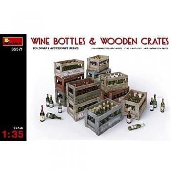 Bottles de Vino a Escala 1:35 y Cajas de Madera Educativas