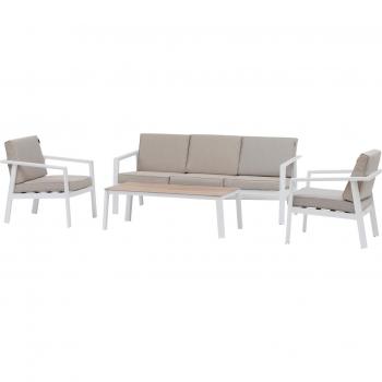 Conjunto de Muebles con Sofá y 2 Sillones Exterior